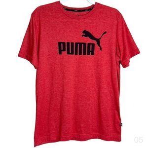 Puma logo mens medium red crewneck short sleeve t-shirt